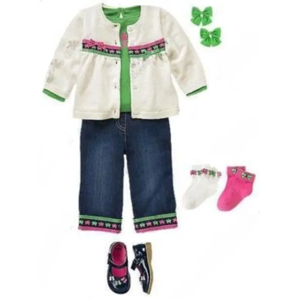 NEW Gymboree girls 12-18 M Jeans Denim pants butterfly Garden Friends pink green